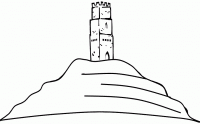 Dessin de la Tour St Michel sur la colline Glastonbury Tor 