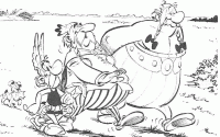 Dessin de asterix obelix abraracourcix en ballade 