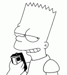 Dessin de Bart Simpson tient un magnetophone 