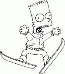 Dessin de Bart avec des skis 