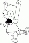 Dessin de Bart fait une grimace les bras en l air 