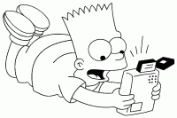 Dessin de Bart joue avec une console de jeux 