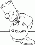 Dessin de Bart mange des cookies 