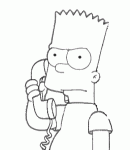 Dessin de Bart serieux au telephone 