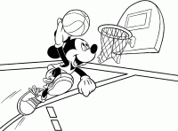 Dessin de Mickey joue au basket 