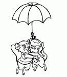 Dessin de Bernard et Bianca avec un parapluie parachute 