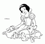 Dessin de blanche neige avec les animaux 