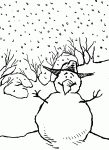 Dessin de bonhomme de neige sous la neige 