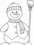 Dessin de dessin d un bonhomme de neige avec son balais 