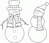 Dessin de dessin de 2 bonhommes de neige 