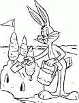 Dessin de Bugs Bunny construit un chateau de sable 