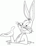 Dessin de Bugs Bunny dans un trou de lapin 