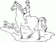 Dessin de cavalier sur son cheval 