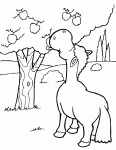 Dessin de cheval qui mange des pommes 