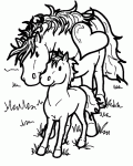 Dessin de chevaux avec un petit coeur 