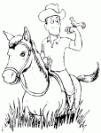 Dessin de un cowboy avec un oiseau sur la main 