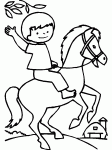 Dessin de un enfant sur un cheval 