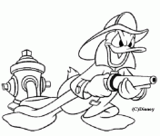 Dessin de Donald en pompier 