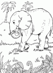 Dessin de un elephant en savane 