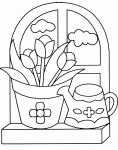 Dessin de pot de fleurs et un arrosoir 