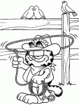 Dessin de Garfield en cowboy avec son lasso 