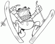 Dessin de Garfield fait du saut a ski 