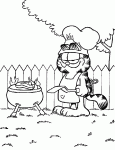 Dessin de Garfield fait un barbecue 