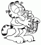 Dessin de Garfield joue du saxophone 