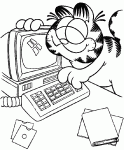 Dessin de Garfield utilise son ordinateur 