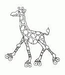Dessin de girafe avec des patins a roulettes 