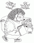 Dessin de petit herisson qui va a l ecole 