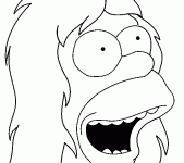 Dessin de Homer Simpson avec les cheveux longs 