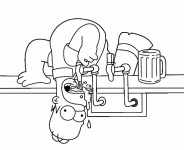 Dessin de Homer boit directement la biere depuis le bar 