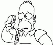 Dessin de Homer inquiet au telpehone 