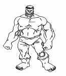 Dessin de coloriage de Bruce Banner apres transformation en Hulk 