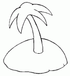 Dessin de un unique palmier sur une ile deserte 