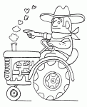 Dessin de un paysan conduit son tracteur 