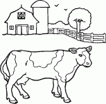 Dessin de vache avec une ferme 