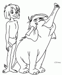Dessin de Mowgli et son ami l elephant 