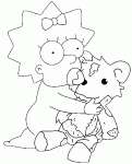 Dessin de Maggie Simpson avec son nounours 
