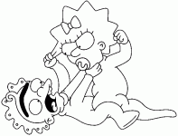 Dessin de Maggie se bat contre un autre bebe 