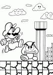 Dessin de Mario saute sur un champignon 