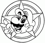 Dessin de tete de Mario dans un cercle 