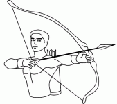 Dessin de archer avec son arc tendu 