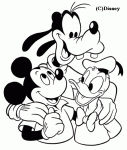 Dessin de Mickey avec ses amis Dingo et Donald 