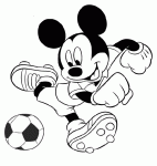 Dessin de Mickey joue au foot 