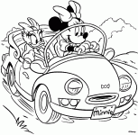 Dessin de Daisy et Minnie en voiture 