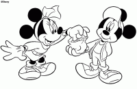 Dessin de Mickey offre des bonbons a Minnie 