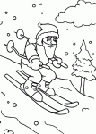 Dessin de dessin du pere noel sur des skis 