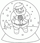 Dessin de le pere noel dans une boule de neige 